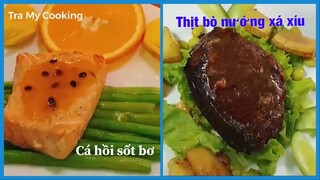 Cách Làm Thịt Bò Nướng Xá Xíu & Cá Hồi Sốt Bơ Nướng Măng Tây | Tra My Cooking