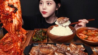 SUB) ! 🍚 ^^ Samgyeopsal & Kimchi Mukbang Asmr