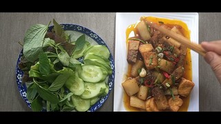 đậu hũ kho thịt chay món ăn dân dã miền quê