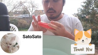 ASMR EATING HUBBA BUBBA GUM & PLAYING WITH WATER