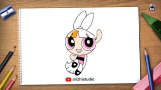 Cara melukis Blossom dari The Powerpuff Girls • How to draw Blossom of The Powerpuff Girls