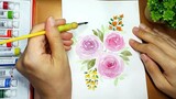 How to paint simple loose Roses | Floral Watercolor Gift idea | Watercolor painting for beginners