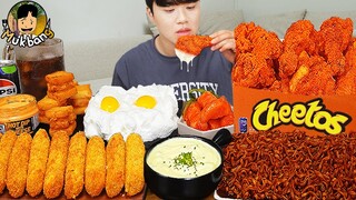 ASMR MUKBANG 직접 만든 치토스 양념 치킨먹방! 치즈스틱 짜파게티 레시피 FRIED CHICKEN AND BLACK BEAN NOODLES EATING SOUND!