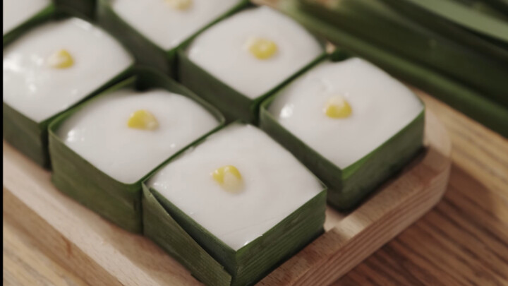 Coconut Milk&Sago Pudding Wrapped with Pandan Leaves