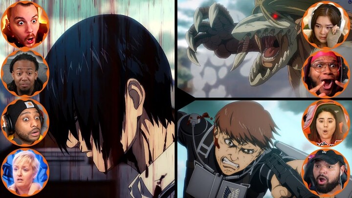 Mikasa Beast Mode & Falco's Jaw Titan Scene Best Reaction Compilation