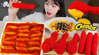 ASMR MUKBANG| 직접 만든 떡볶이 치토스 양념치킨 치즈스틱 먹방 & 레시피 FRIED CHICKEN AND Tteokbokki EATING