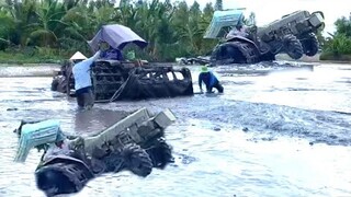 Hai Máy Cày KUBOTA Phối Hợp Kéo Xình Lắp Lung Quá Nhanh