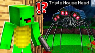 Triple House Head vs JJ and MIKEY at 3:00am ? - in Minecraft Maizen