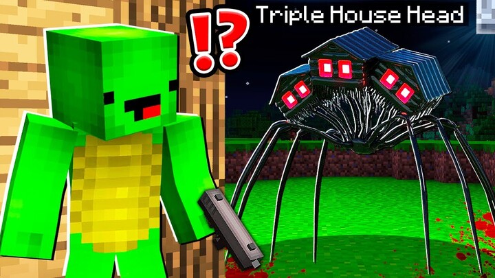 Triple House Head vs JJ and MIKEY at 3:00am ? - in Minecraft Maizen