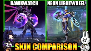 KARRIE NEON LIGHTWHEEL - STARLIGHT KARRIE SKIN EFFECTS VS. HAWKWATCH - MLBB SKIN COMPARISON SERIES