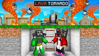 How to survive JJ & MIKEY from LAVA TORNADO? GIANT TORNADO in Minecraft - Maizen