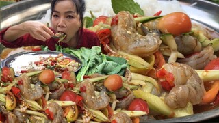 กินตำแตงกุ้งสดตอนบ่ายแก่ๆข้าวปุ้นอั้วรั่วๆแซ่บเวอร์2/4/2020