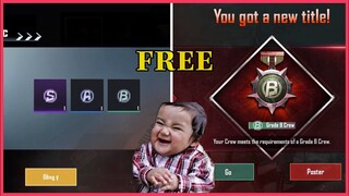 HƯỚNG DẪN NHẬN DANH HIỆU GRADE B, A, S CREW FREE | GIẢI ĐẤU CREW CHALLENGE || PUBG MOBILE