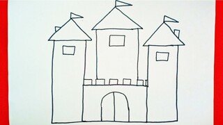 THỦ CÔNG BẰNG GIẤY CHO BÉ | Vẽ lâu đài đơn giản nhất | Draw for kids