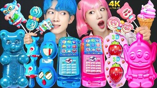 ASMR ICE CREAM PINK BLUE PARTY 다양한 블루 핑크 아이스크림 젤리 먹방 DESSERTS JELLY CANDY MUKBANG EATING SOUNDS 咀嚼音