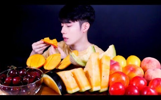 * Fruit eating* apple, mango, watermelon...