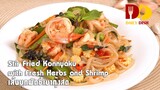 Stir Fried Konnyaku with Fresh Herbs and Shrimp | Thai Food | เส้นบุกผัดขี้เมากุ้งสด