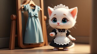 👚 From Maid to Casual: Cute Kitten’s Outfit Change! 🐾💖 | #cat #kitten #vlog #cute