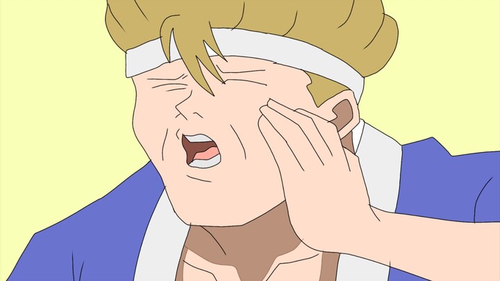 Menggambar Hachibei di belakangnya shimura saat lagi menyoraki idolanya (di opening)