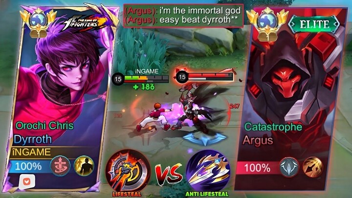 DYRROTH VS BUFFED ARGUS  LIFESTEAL KING AGAINST IMMORTAL GOD  EXPLAINED TUTORIAL