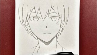 Anime drawing | how to draw Karma Akabane from assassination classroom step-by-step