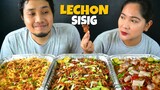 LECHON SISIG + PANCIT CANTON CON LECHON + CREAMY LECHON PASTA MUKBANG | BIOCO FOOD TRIP