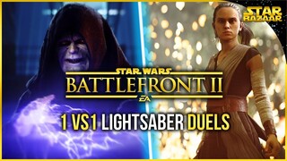 1 vs 1 Lightsaber Duels Palpatine Vs Rey | Battlefront 2 Hero Showdown Gameplay
