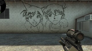 There is Shinichi and Xiaolan on the wall!!!