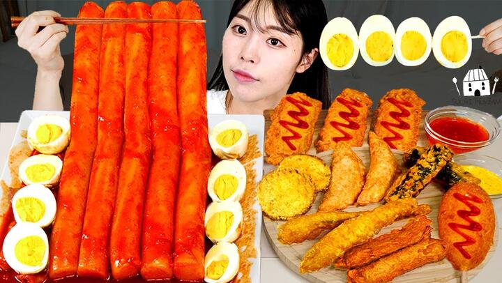 ASMR MUKBANG| 직접 만든 가래떡 떡볶이 튀김 먹방 & 레시피 FRIED CHICKEN AND Tteokbokki EATING