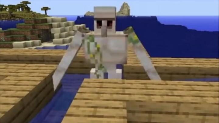 This is a bug that only occurs when an iron golem is with an axolotl (I don't recommend you try it—i