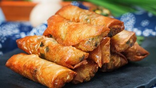 Turn 2-yuan dumpling wrappers into spring rolls—crispy, delicious, and juicy! Even without meat, the