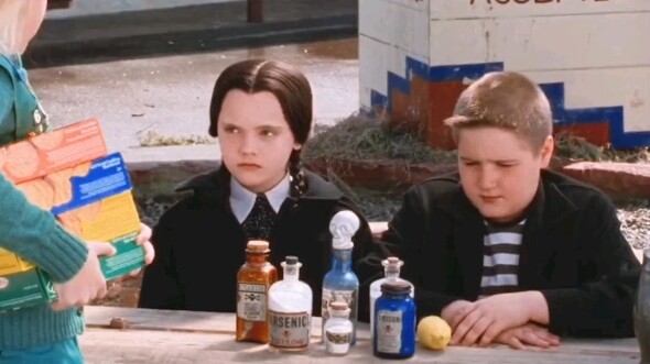 #TheAddamsFamily On the brother and sister selling drinks—still got their heads on straight!