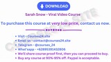 Sarah Snow - Viral Video Course