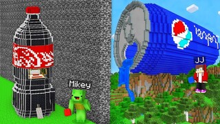 JJ and Mikey CHEATED with PEPSI vs. COCA COLA House Build Battle in Minecraft! - Maizen