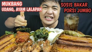 SUPER ENAK !! MUKBANG SOSIS BAKAR JUMBO BERSAMA UDANG,AYAM TELOR DAN LALAPAN KAMPUNG