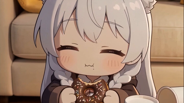 Irene, protecting her food, is so cute too!