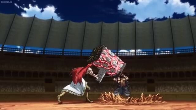 Lu Bu kneels before the power of Thor, Thor gives Lu Bu death - 呂布はトールの力の前にひざまずき、トールは呂布に死を与える