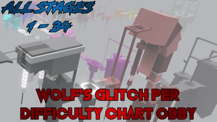 Wolf's Glitch Per Difficulty Chart Obby [All Stages 1-34] (ROBLOX Obby)