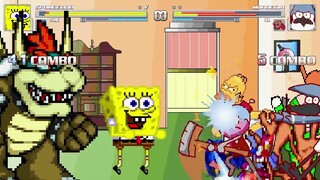 AN Mugen Request #1867: Spongebob, Sonic, Bowser, Homer VS Mordecai, Ren, Daniel, Darwin