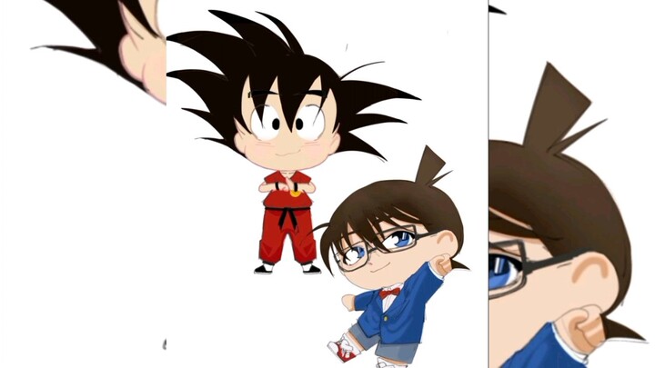 coloring chibi goku&conan