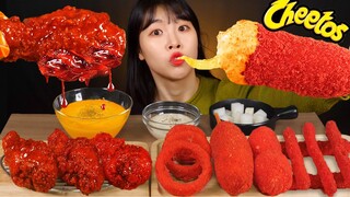 ASMR MUKBANG| 직접 만든 핵불닭 양념치킨 & 치토스 핫도그 먹방 & 레시피 FIRE FRIED CHICKEN AND CHEETOS HOT DOG EATING