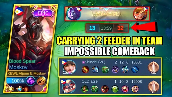 CARRYING TWO FEEDER IN MY TEAM | IMPOSSIBLE COMEBACK WITH SAVAGE  - MLBB
