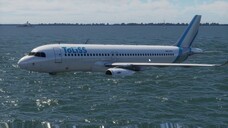 Airplane Airbus A320 drifting on the sea in X-Plane 12
