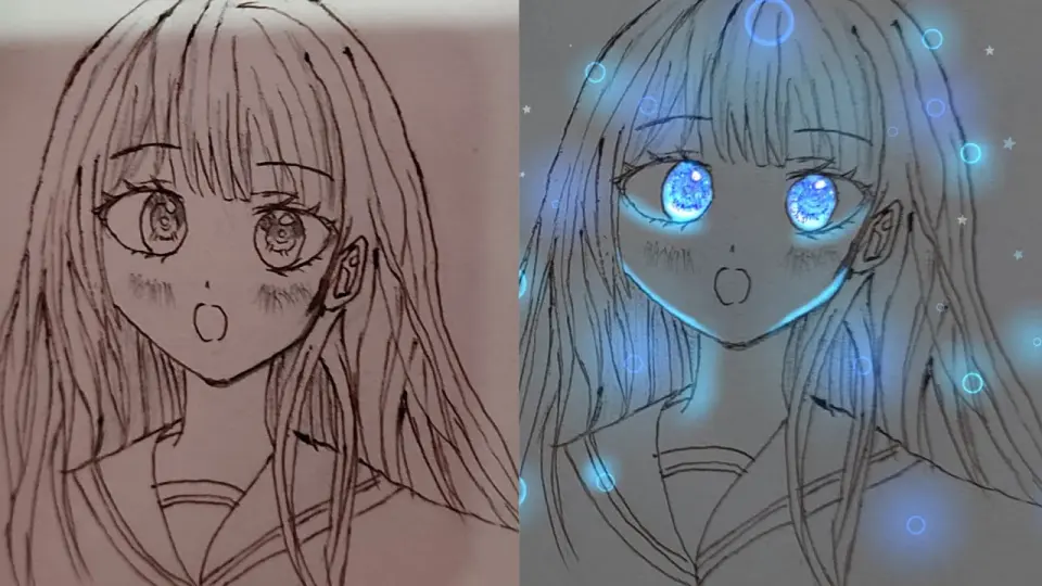 How to draw anime girl with glow art #art #drawing #illustration #starlight  - Bilibili