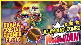 FREYA BINTANG 3 TANPA CRISTAL GUNNER VS WANWAN ILLUMINATI COMBO ! MAGIC CHESS