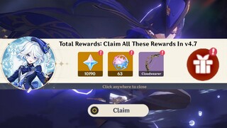 GOOD NEWS!! 10,190 PRIMOGEMS (63 FATES) FOR CLORINDE AND FURINA IN v4.7 - Genshin Impact