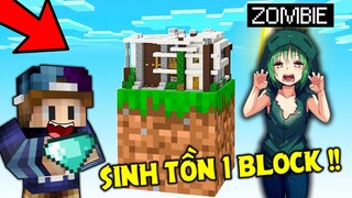 MÌNH BẮT ZOMBIE LÀM BẠN THÂN TRÊN HÒN ĐẢO SINH TỒN 1 BLOCK !!