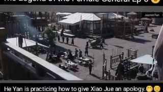 The Legend of the Female General Ep 6 😎 He Yan is practicing how to give Xiao Jue an apology. 😊😂