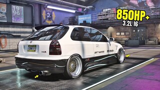 Need for Speed Heat Gameplay - 850HP+ HONDA CIVIC TYPE-R Customization | Max Build 400+