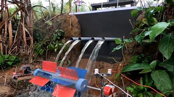 The uncle built his own hydroelectric generator to discharge floods and generate electricity, so the